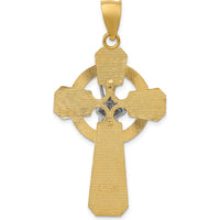 14K Two-Tone Gold St. Patrick Celtic Cross Pendant with White Rhodium Accent by Oro Pregiato