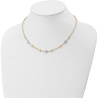 14K Two-Tone Gold Star Necklace with Polished Puffed and Flat Stars - 17" with 1" Extender by 0