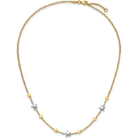 14K Two-Tone Gold Star Necklace with Polished Puffed and Flat Stars - 17" with 1" Extender by 0