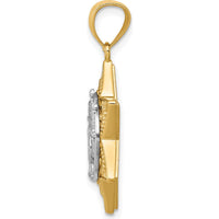 14K Two-Tone Gold Star of David and Menorah Pendant - 26.85mm Length by Oro Pregiato