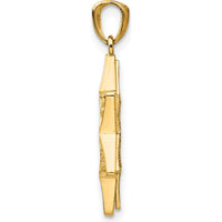14K Two-Tone Gold Star of David and Torah Pendant - 22mm x 17mm by Oro Pregiato