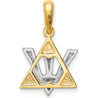 14K Two-Tone Gold Star of David Charm with Shin Symbol - 24mm Length by Oro Pregiato