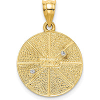 14K Two-Tone Gold Star of David Disc Pendant with Satin Finish by Oro Pregiato