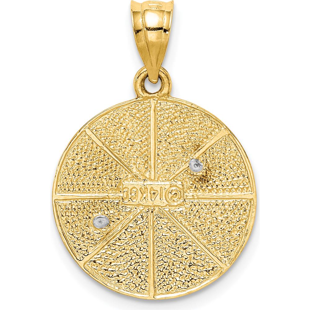 14K Two-Tone Gold Star of David Disc Pendant with Satin Finish by Oro Pregiato