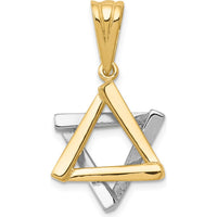 14K Two-Tone Gold Star of David Pendant - 28mm x 16mm by Oro Pregiato