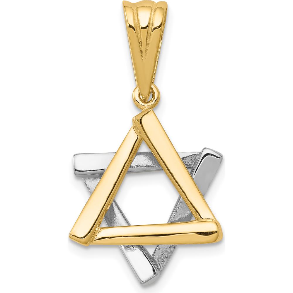 14K Two-Tone Gold Star of David Pendant - 28mm x 16mm by Oro Pregiato