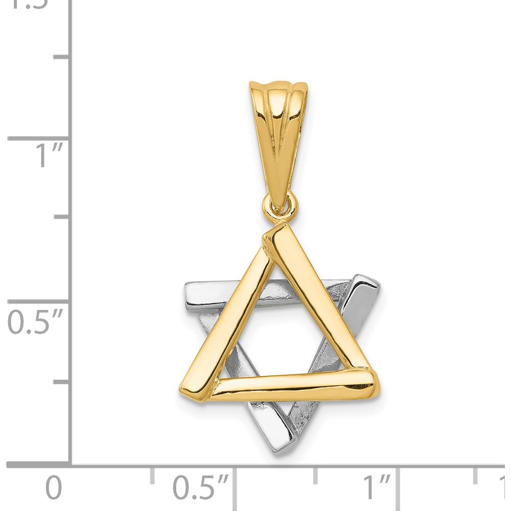 14K Two-Tone Gold Star of David Pendant - 28mm x 16mm by Oro Pregiato