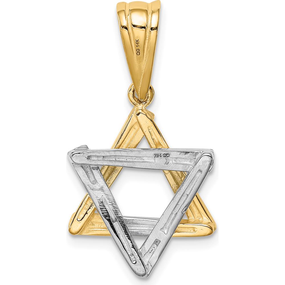 14K Two-Tone Gold Star of David Pendant - 28mm x 16mm by Oro Pregiato