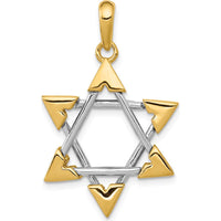 14K Two-Tone Gold Star of David Pendant - 33mm x 21mm by Oro Pregiato
