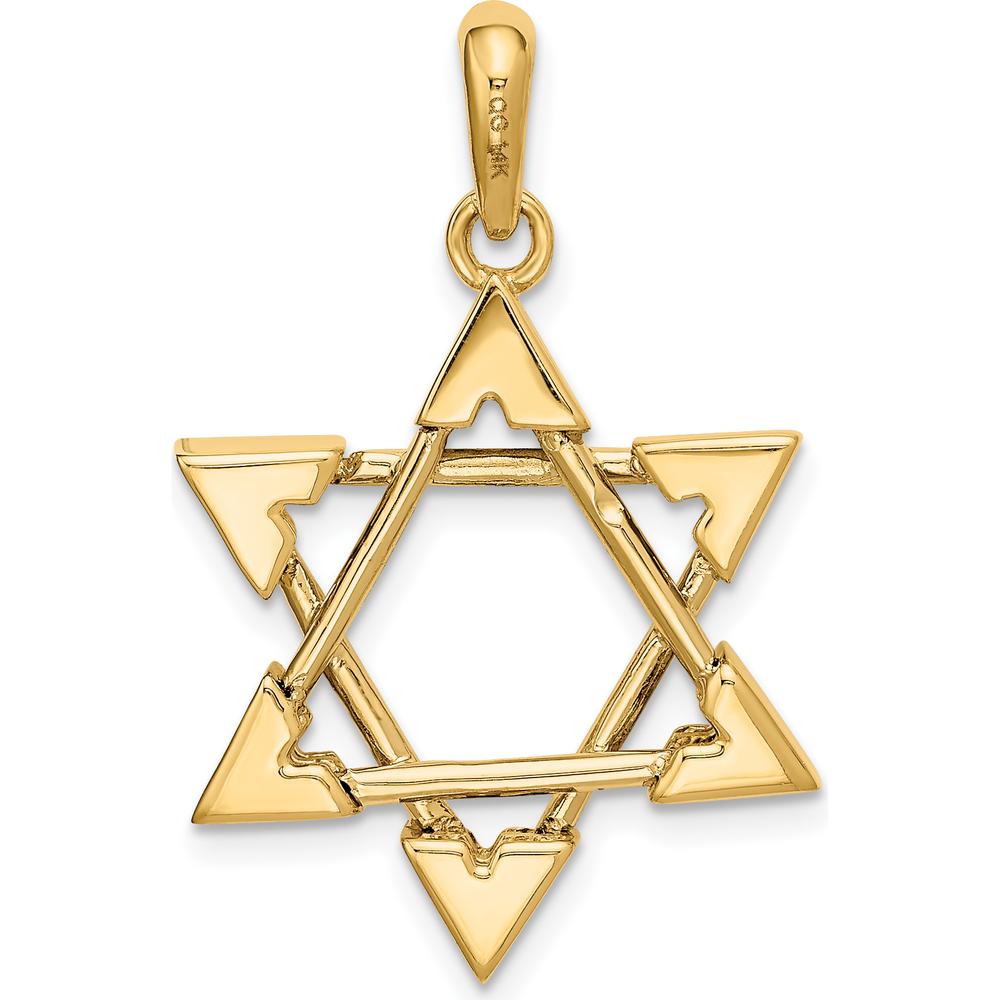Precious Stars 14k Two-Tone Gold Star Of David Pendant With Menorah - Jewish Symbol Necklace, 13/16 Inch