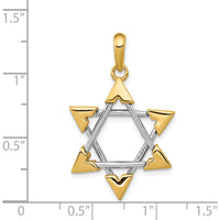 14K Two-Tone Gold Star of David Pendant - 33mm x 21mm by Oro Pregiato