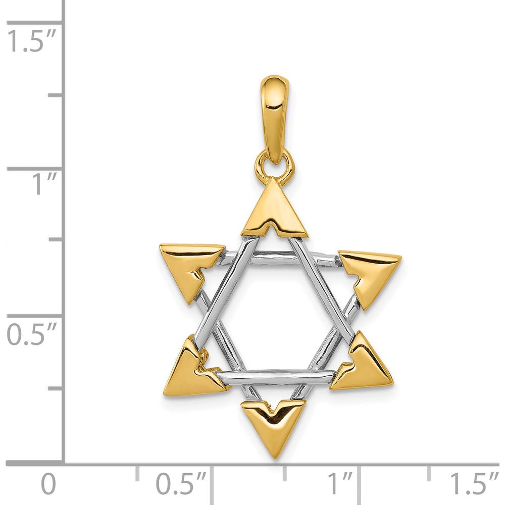 14K Two-Tone Gold Star of David Pendant - 33mm x 21mm by Oro Pregiato