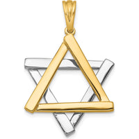 14K Two-Tone Gold Star of David Pendant - 39mm Length, 24mm Width by Oro Pregiato