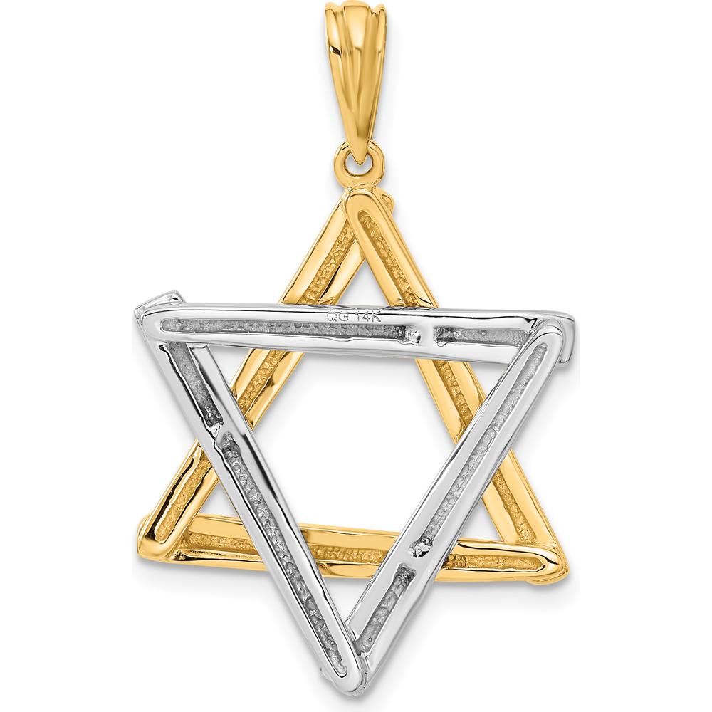 14K Two-Tone Gold Star of David Pendant - 39mm Length, 24mm Width by Oro Pregiato