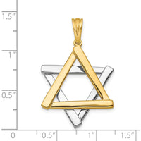 14K Two-Tone Gold Star of David Pendant - 39mm Length, 24mm Width by Oro Pregiato