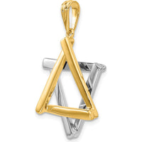14K Two-Tone Gold Star of David Pendant - 39mm Length, 24mm Width by Oro Pregiato