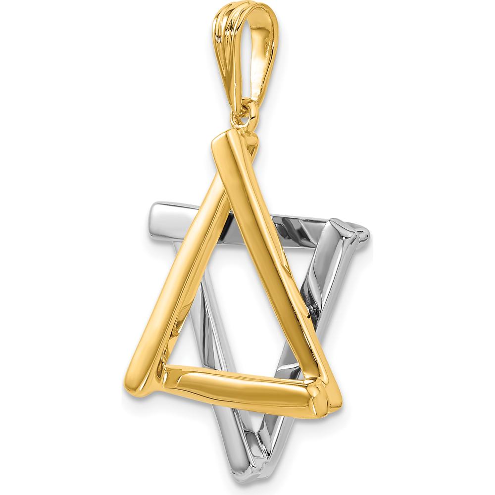 14K Two-Tone Gold Star of David Pendant - 39mm Length, 24mm Width by Oro Pregiato