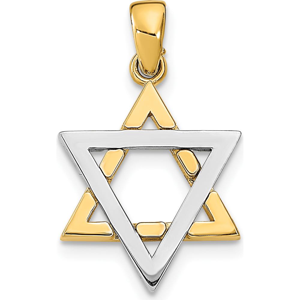 14K Two-Tone Gold Star of David Pendant Charm - 21.5mm by Oro Pregiato