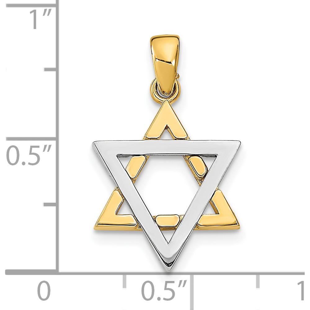 14K Two-Tone Gold Star of David Pendant Charm - 21.5mm by Oro Pregiato