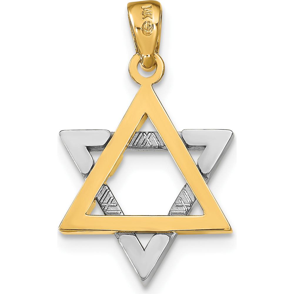 14K Two-Tone Gold Star of David Pendant Charm - 21.5mm by Oro Pregiato