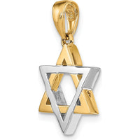 14K Two-Tone Gold Star of David Pendant Charm - 21.5mm by Oro Pregiato