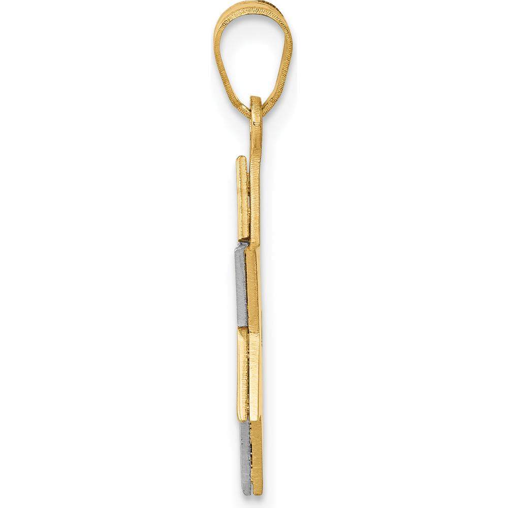 14K Two-Tone Gold Star of David Pendant with Flat Back Design - 25mm Length by Oro Pregiato