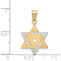 14K Two-Tone Gold Star of David Pendant with Flat Back Design - 25mm Length by Oro Pregiato