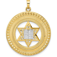 14K Two-Tone Gold Star of David Pendant with Torah Scroll - Spiritual and Faith Symbol by Oro Pregiato