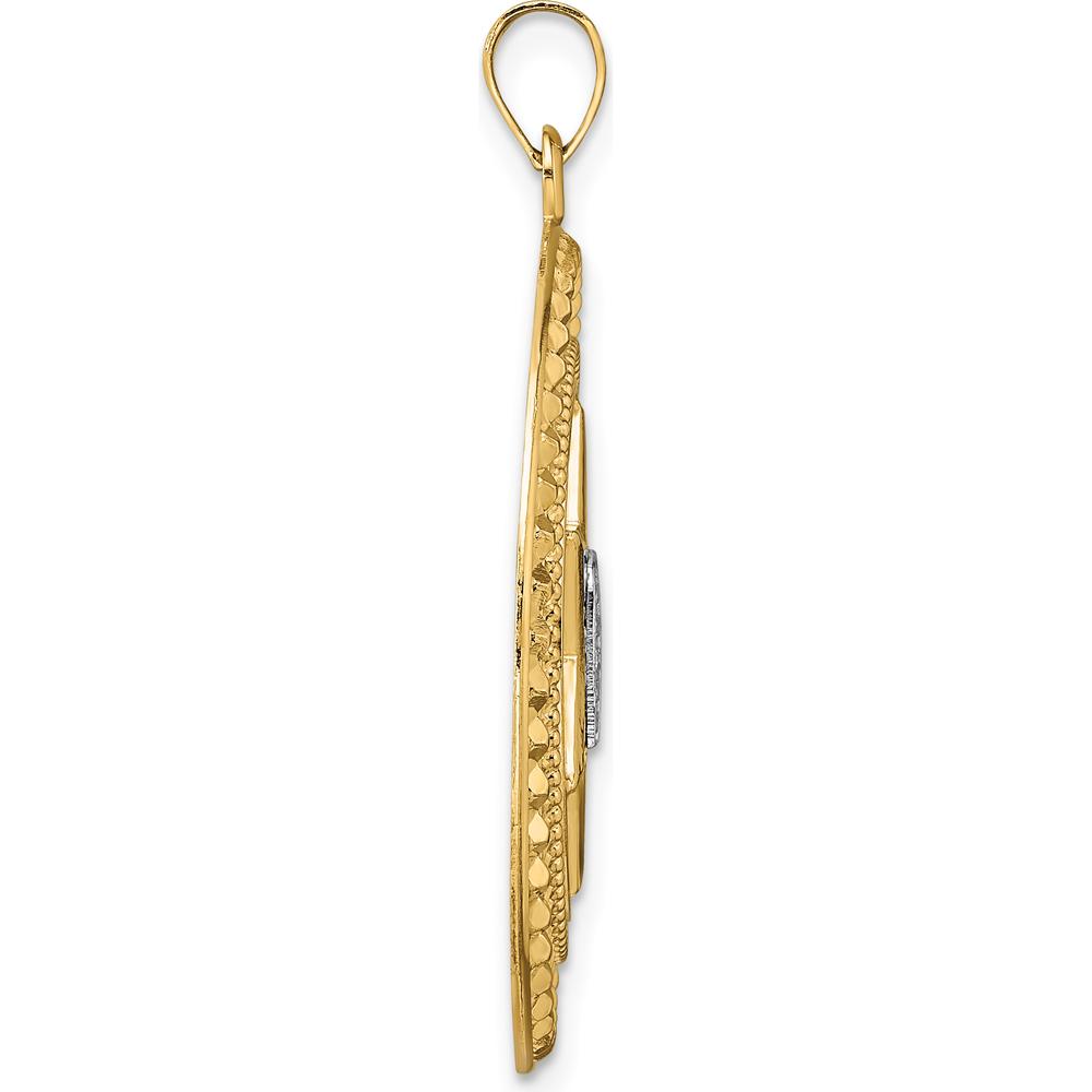 14K Two-Tone Gold Star of David Pendant with Torah Scroll - Spiritual and Faith Symbol by Oro Pregiato