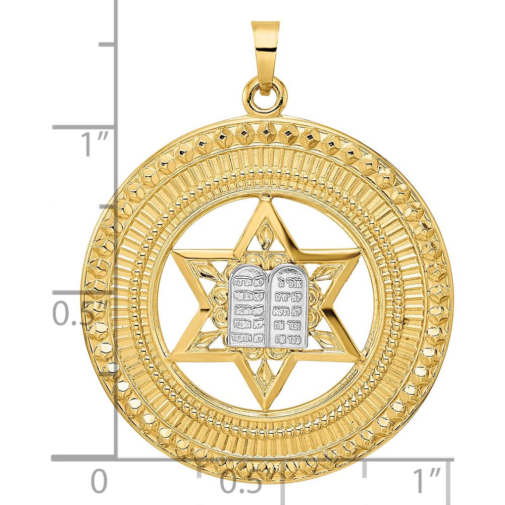 14K Two-Tone Gold Star of David Pendant with Torah Scroll - Spiritual and Faith Symbol by Oro Pregiato