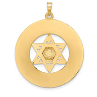 14K Two-Tone Gold Star of David Pendant with Torah Scroll - Spiritual and Faith Symbol by Oro Pregiato
