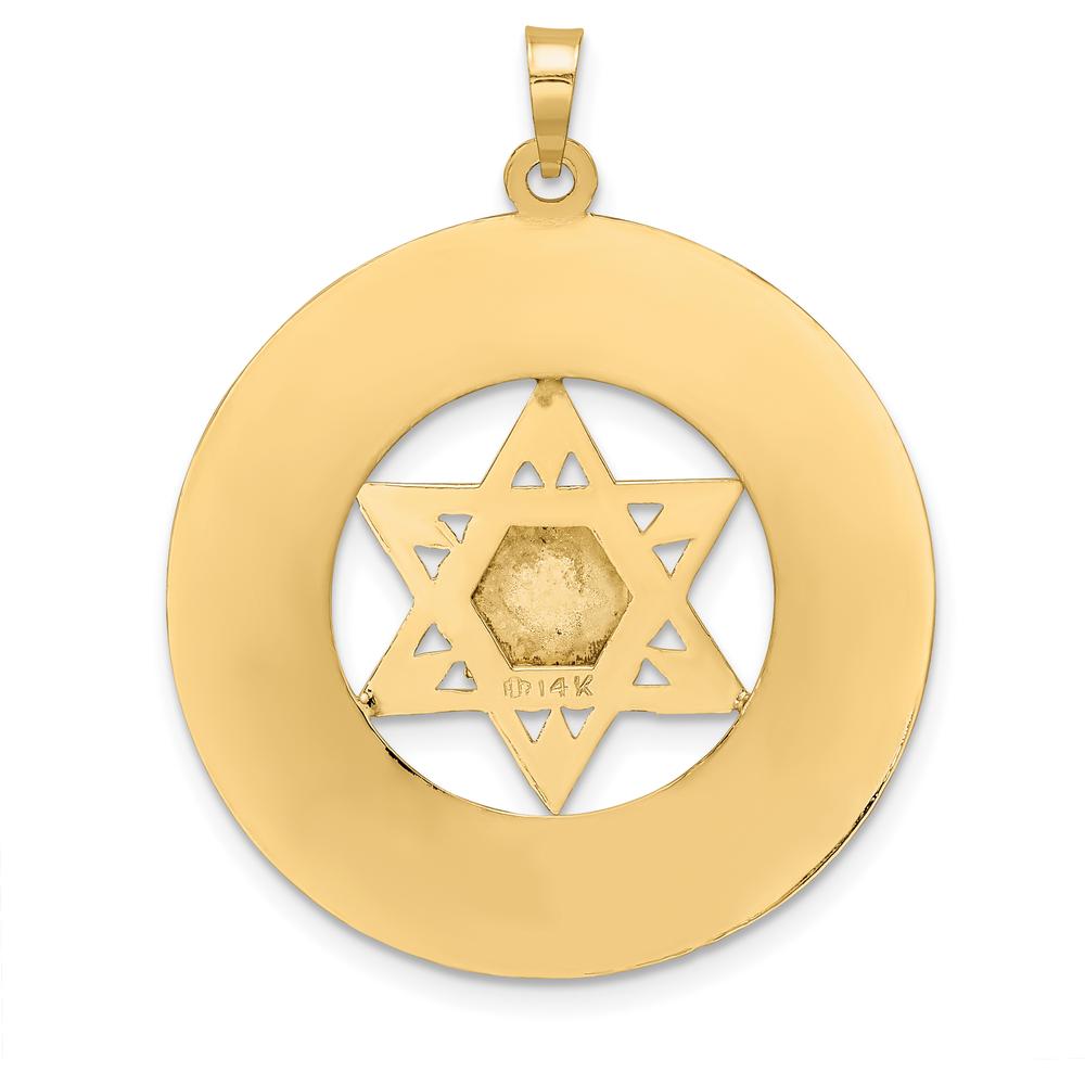 14K Two-Tone Gold Star of David Pendant with Torah Scroll - Spiritual and Faith Symbol by Oro Pregiato