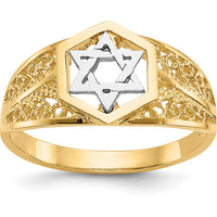 14K Two-Tone Gold Star of David Ring - Polished Finish by Oro Pregiato