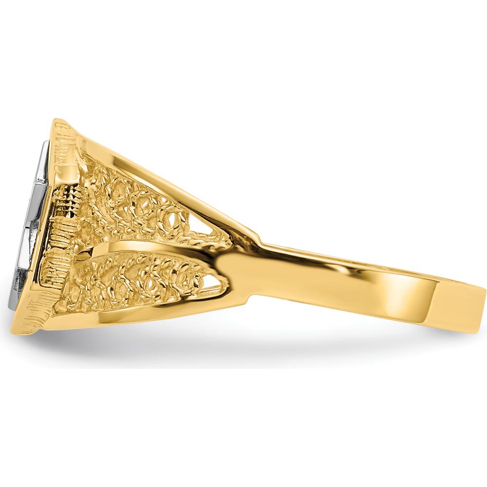 14K Two-Tone Gold Star of David Ring - Polished Finish by Oro Pregiato
