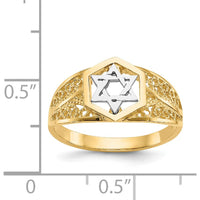 14K Two-Tone Gold Star of David Ring - Polished Finish by Oro Pregiato