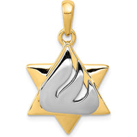 14K Two-Tone Gold Star of David with Shin Symbol Pendant - 30mm Length by Oro Pregiato