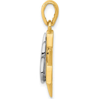14K Two-Tone Gold Star of David with Shin Symbol Pendant - 30mm Length by Oro Pregiato