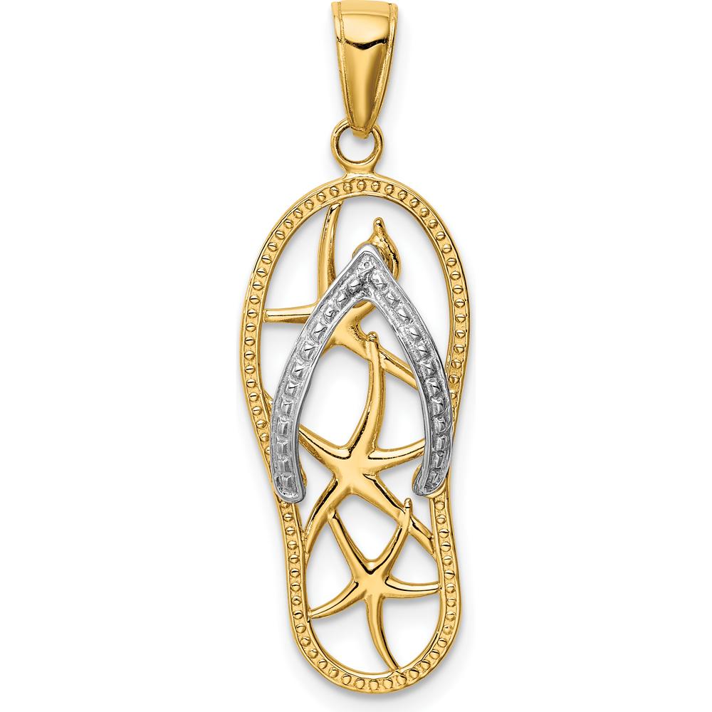 14K Two-Tone Gold Starfish Flip-Flop Pendant with Solid Construction by Oro Pregiato