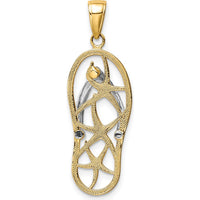 14K Two-Tone Gold Starfish Flip-Flop Pendant with Solid Construction by Oro Pregiato