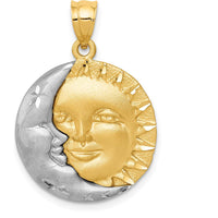 14K Two-Tone Gold Sun and Moon Charm with Diamond-Cut Texture by Oro Pregiato
