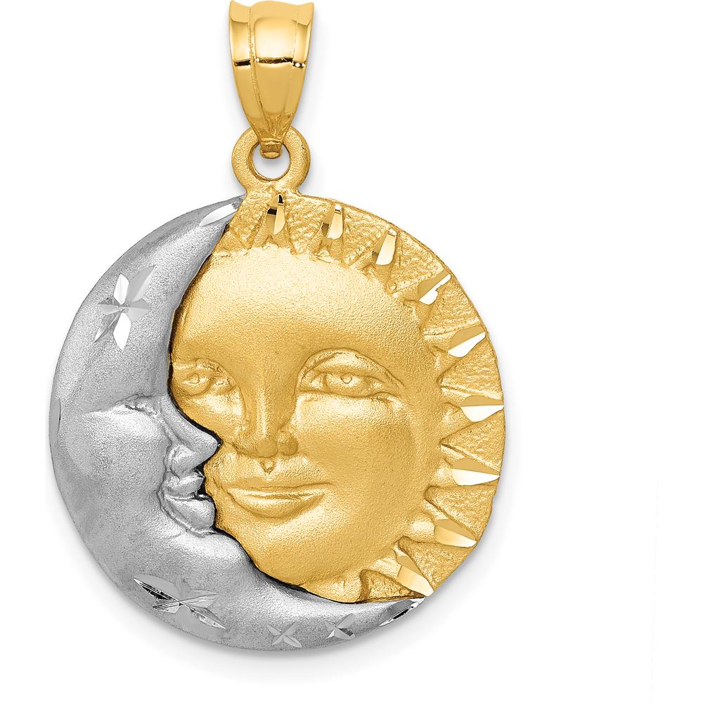 14K Two-Tone Gold Sun and Moon Charm with Diamond-Cut Texture by Oro Pregiato