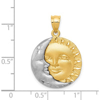 14K Two-Tone Gold Sun and Moon Charm with Diamond-Cut Texture by Oro Pregiato