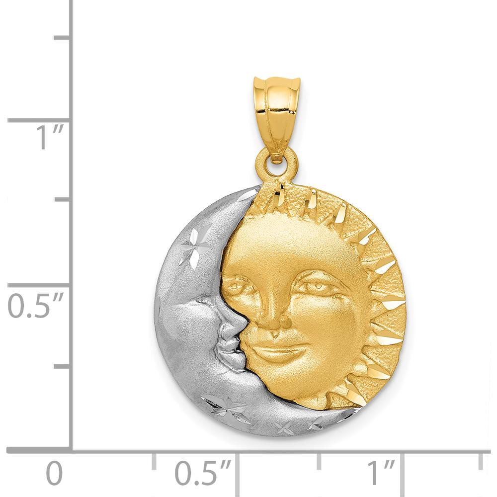 14K Two-Tone Gold Sun and Moon Charm with Diamond-Cut Texture by Oro Pregiato