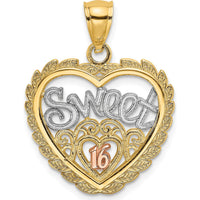 14K Two-Tone Gold "Sweet 16" Heart Pendant with Rose Gold Accents by Oro Pregiato