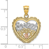 14K Two-Tone Gold "Sweet 16" Heart Pendant with Rose Gold Accents by Oro Pregiato