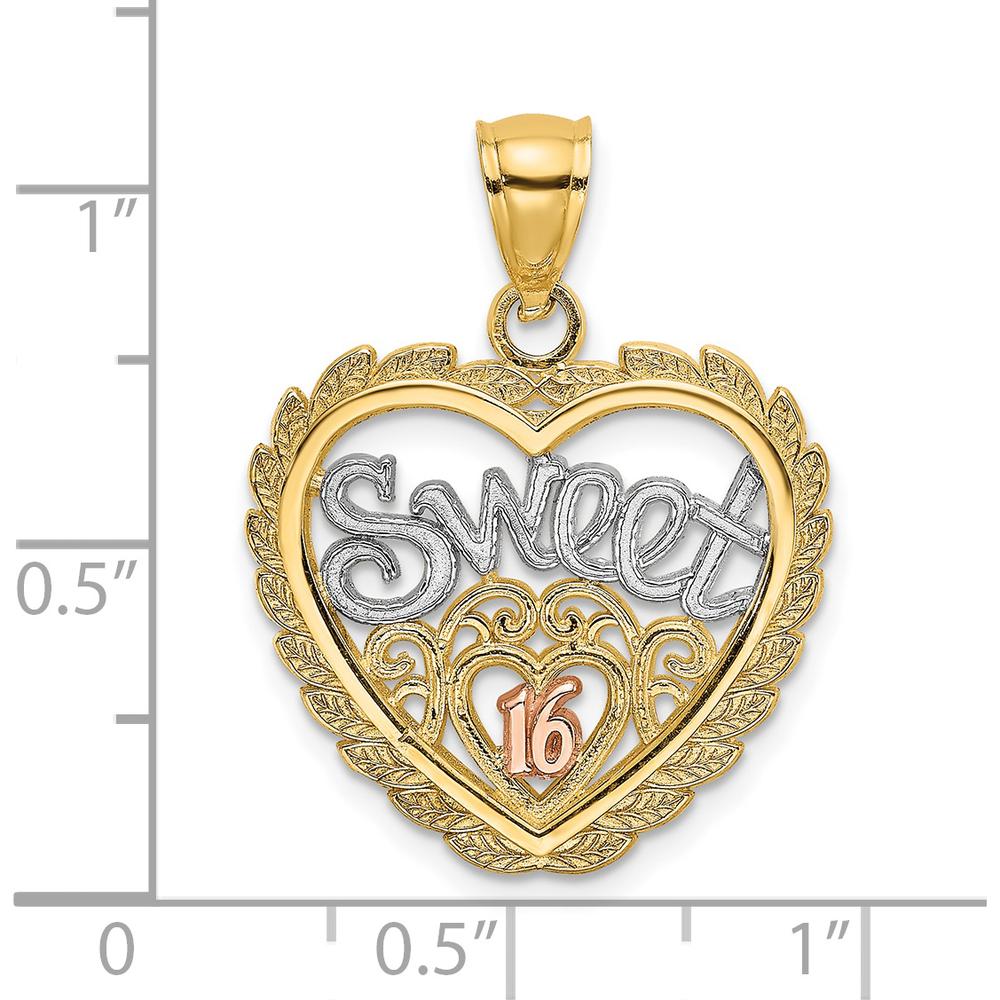 14K Two-Tone Gold "Sweet 16" Heart Pendant with Rose Gold Accents by Oro Pregiato