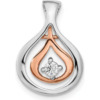 14K Two-Tone Gold Teardrop Pendant Necklace with 0.07 Carat Round Diamond by Oro Pregiato