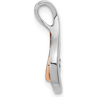 14K Two-Tone Gold Teardrop Pendant Necklace with 0.07 Carat Round Diamond by Oro Pregiato