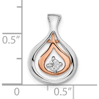 14K Two-Tone Gold Teardrop Pendant Necklace with 0.07 Carat Round Diamond by Oro Pregiato