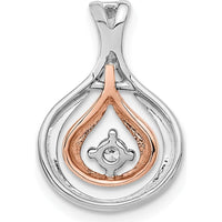 14K Two-Tone Gold Teardrop Pendant Necklace with 0.07 Carat Round Diamond by Oro Pregiato